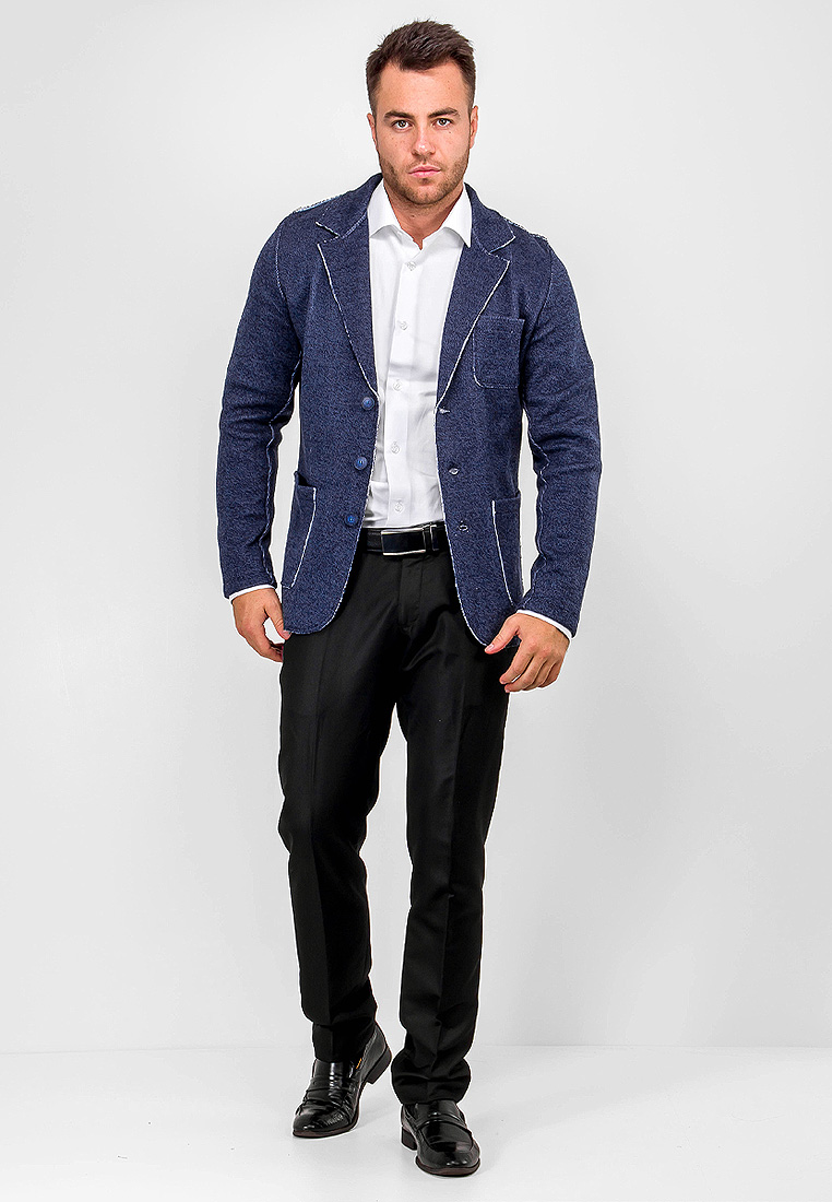 G136-KF-гранж (джинс/белый) Кардиган мужской