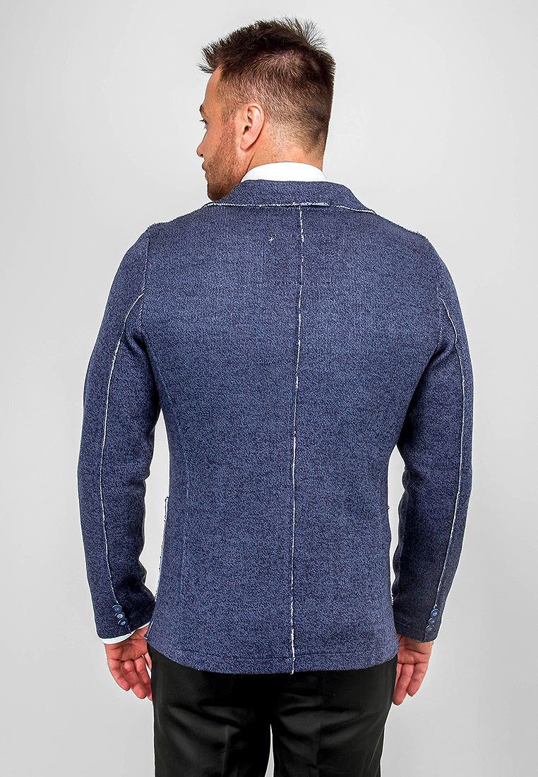 G136-KF-гранж (джинс/белый) Кардиган мужской