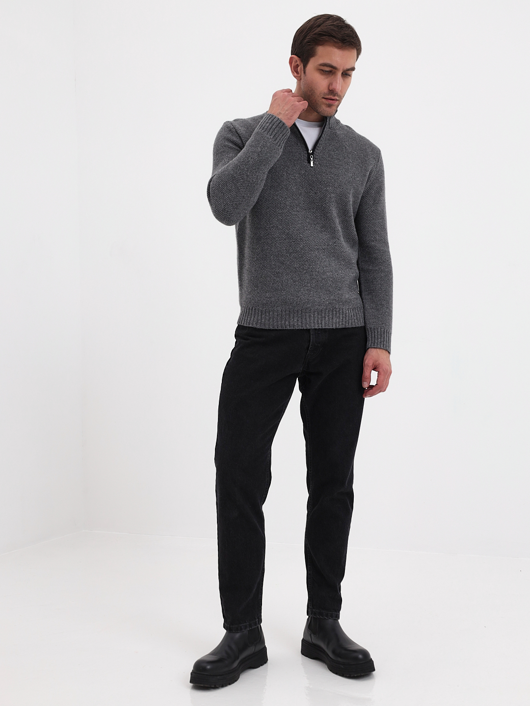 G134-соты D1 (св.серый) Джемпер мужской