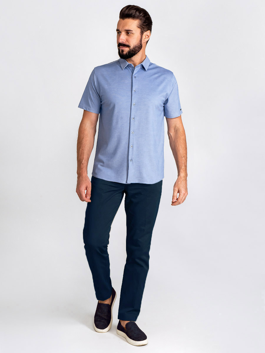 G143-RH03-10 (св.синий) Батник мужской трикотажный короткий рукав