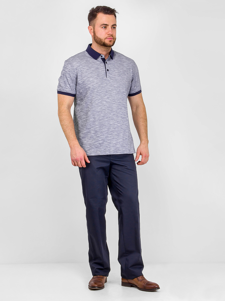 G144-TG9836-3 (св.черный) Джемпер мужской с воротником поло короткий рукав