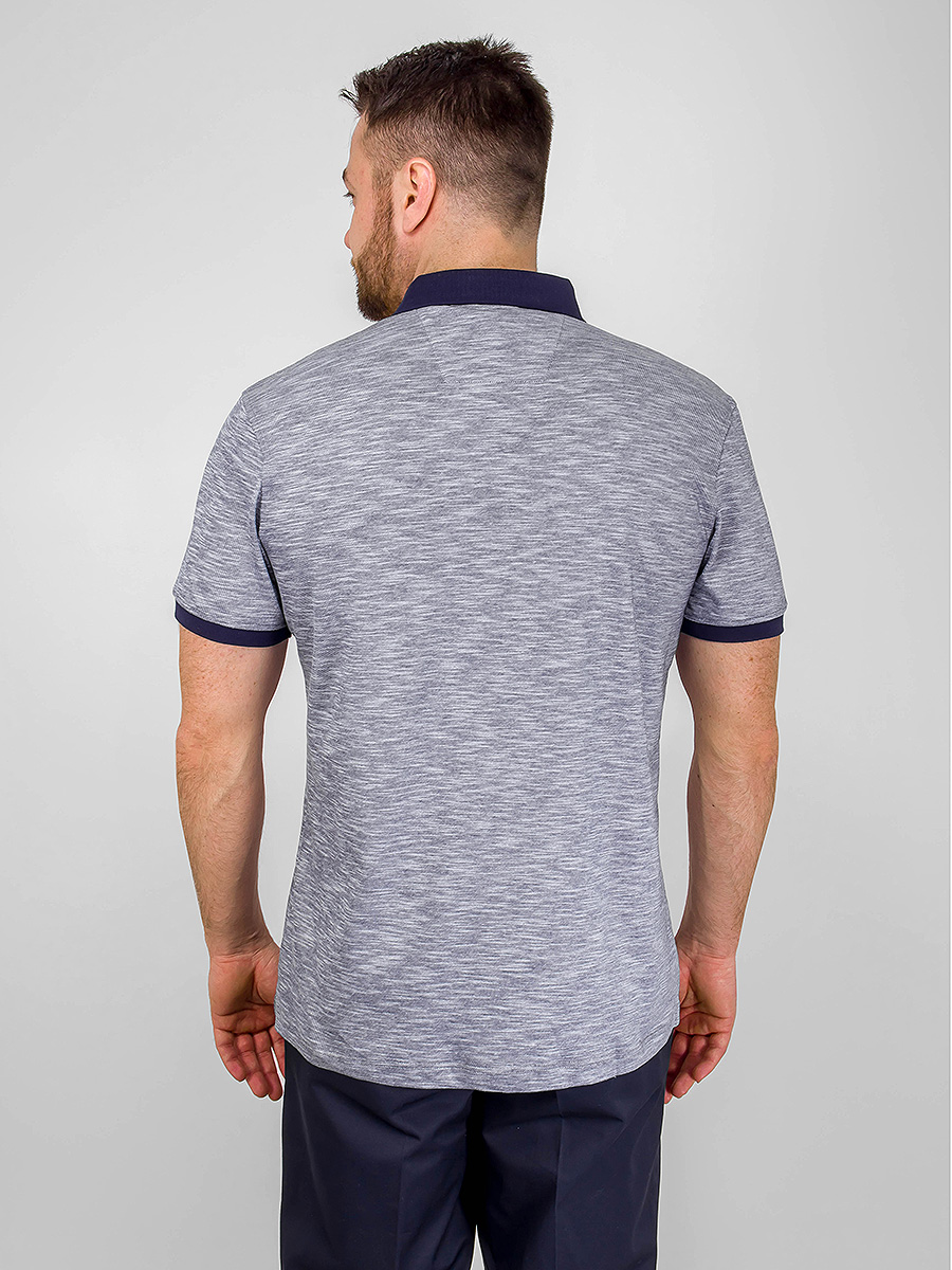 G144-TG9836-3 (св.черный) Джемпер мужской с воротником поло короткий рукав