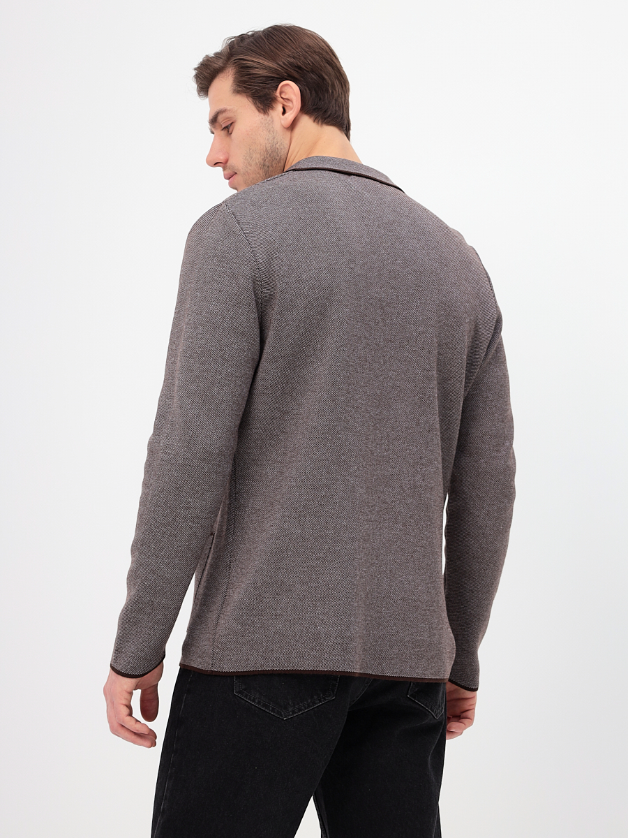 G136-KF-жаккард (серый/корич.) Кардиган мужской