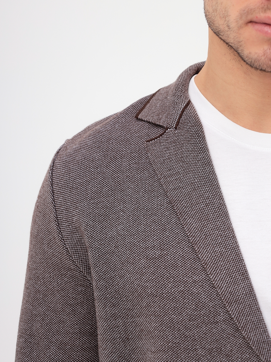 G136-KF-жаккард (серый/корич.) Кардиган мужской