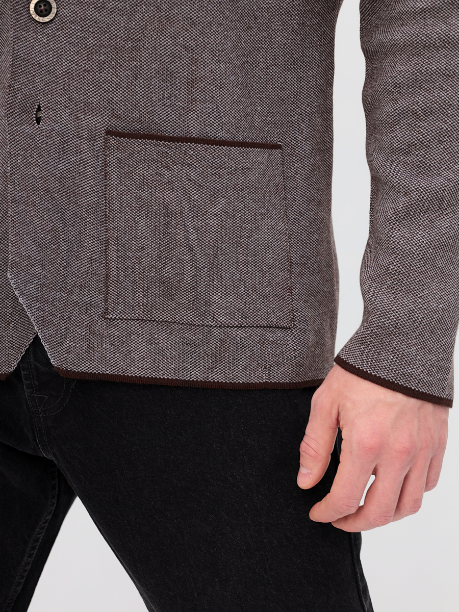 G136-KF-жаккард (серый/корич.) Кардиган мужской