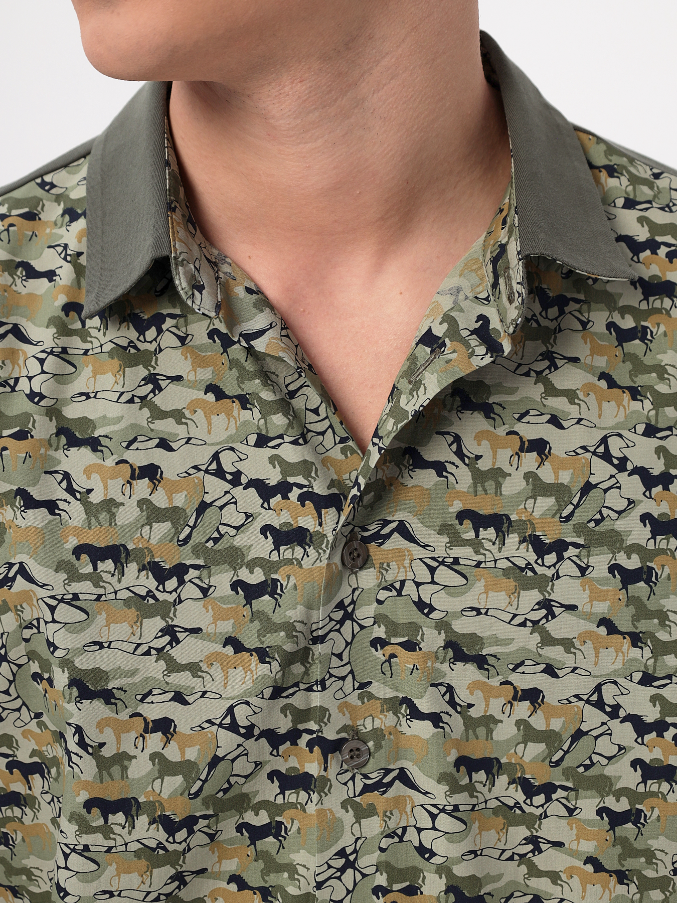 G143-KD1467T-JF7817 (хаки) Рубашка трикотажная мужская короткий рукав