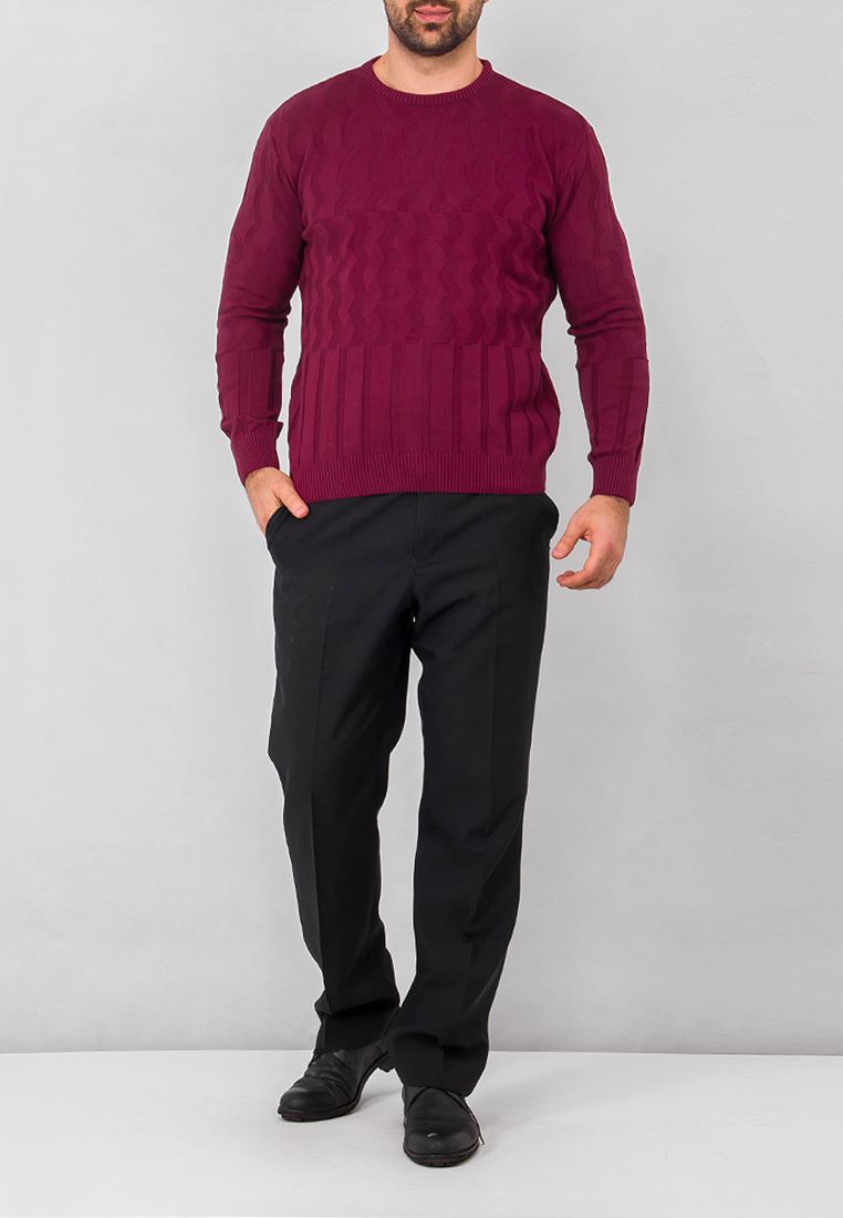 G121-50-зигзаг (брусника) Джемпер мужской