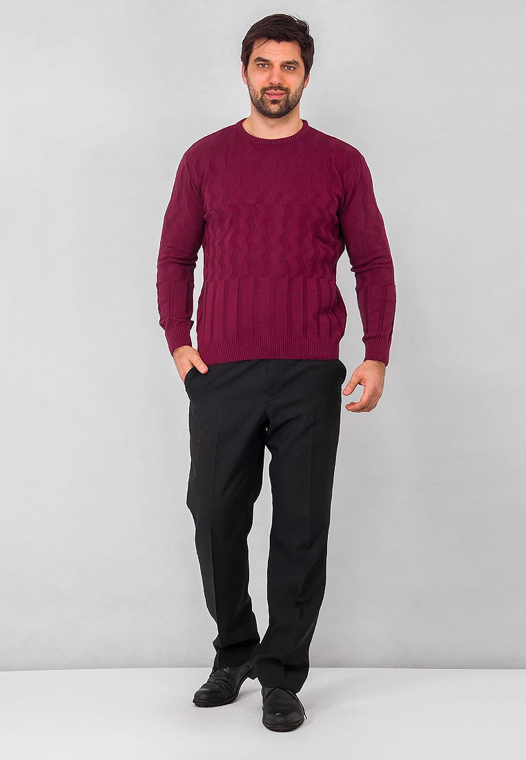 G121-50-зигзаг (брусника) Джемпер мужской