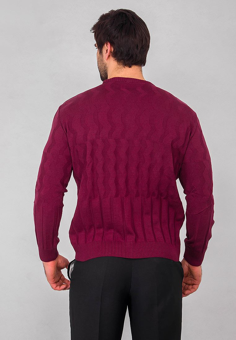 G121-50-зигзаг (брусника) Джемпер мужской