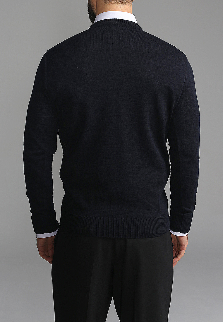 G121-12-зигзаг D1 (синий/беж.) Джемпер мужской