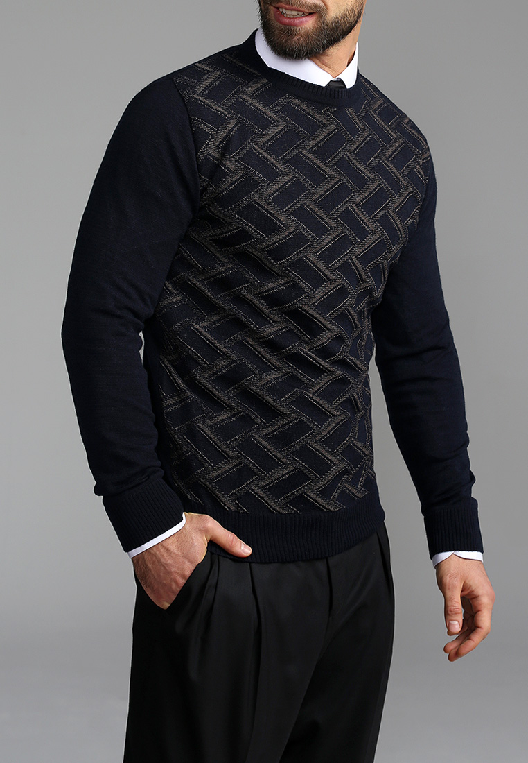 G121-12-зигзаг D1 (синий/беж.) Джемпер мужской