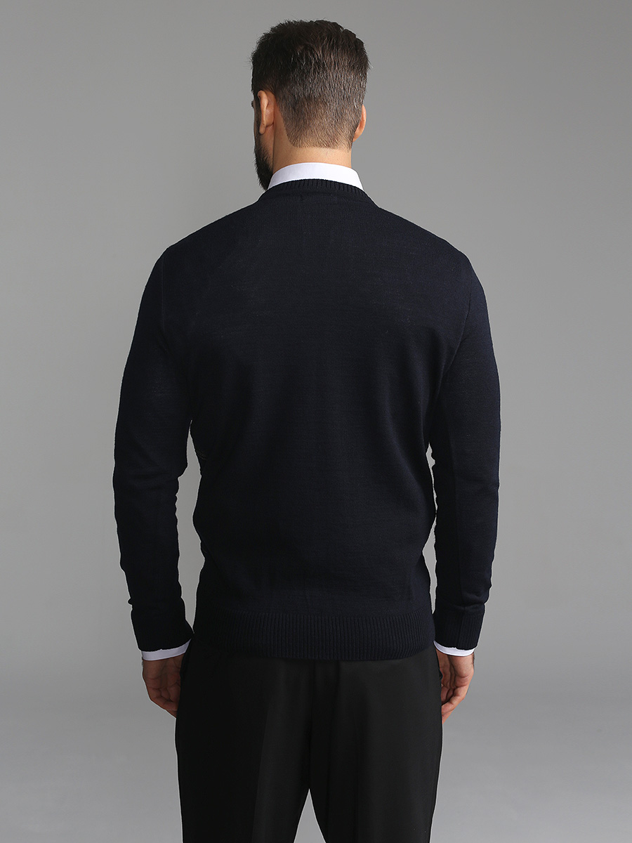 G121-12-зигзаг D1 (синий/беж.) Джемпер мужской