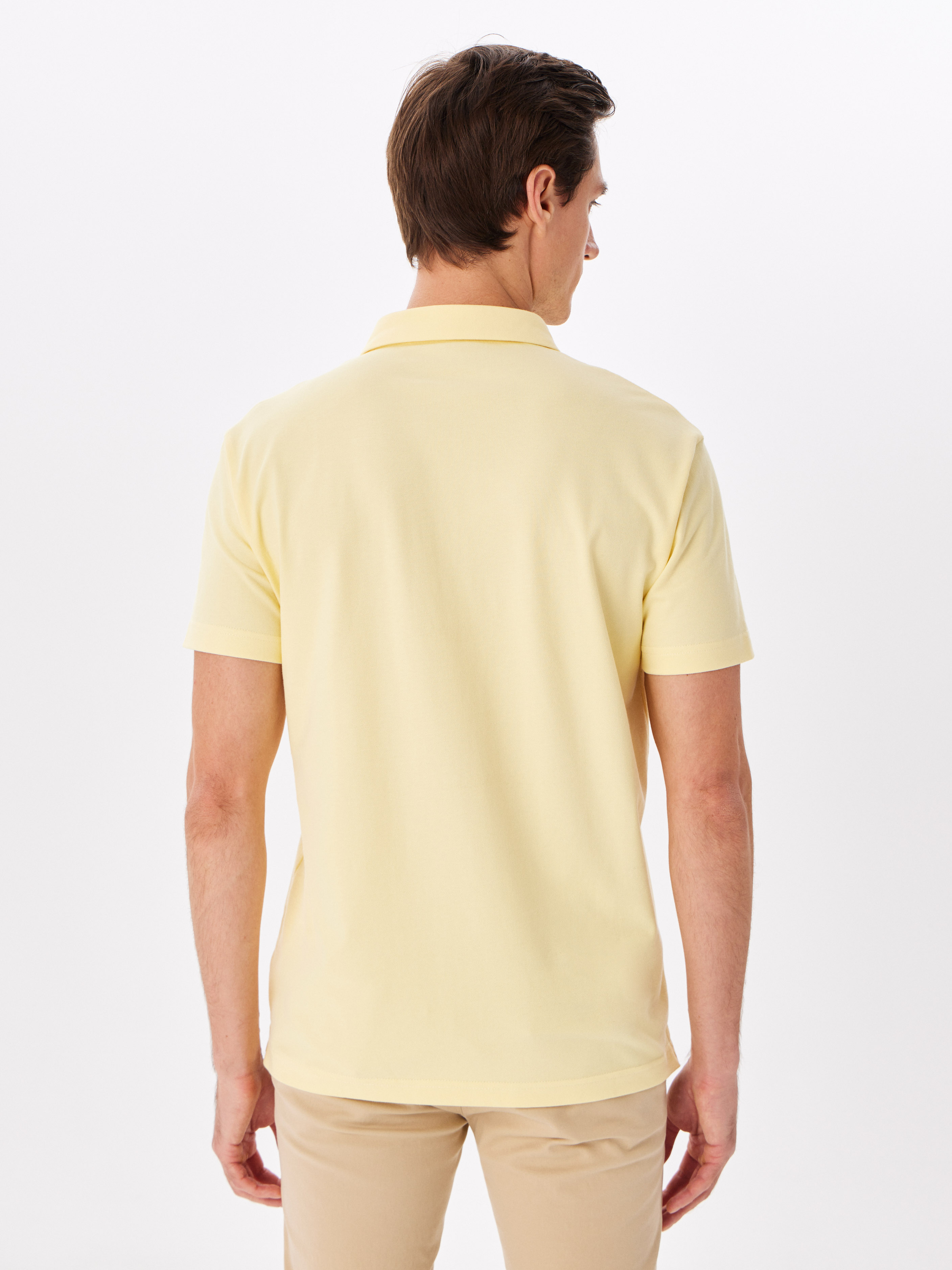 G144-PO124T-SA0048 (лимон) Джемпер мужской с воротником поло короткий рукав