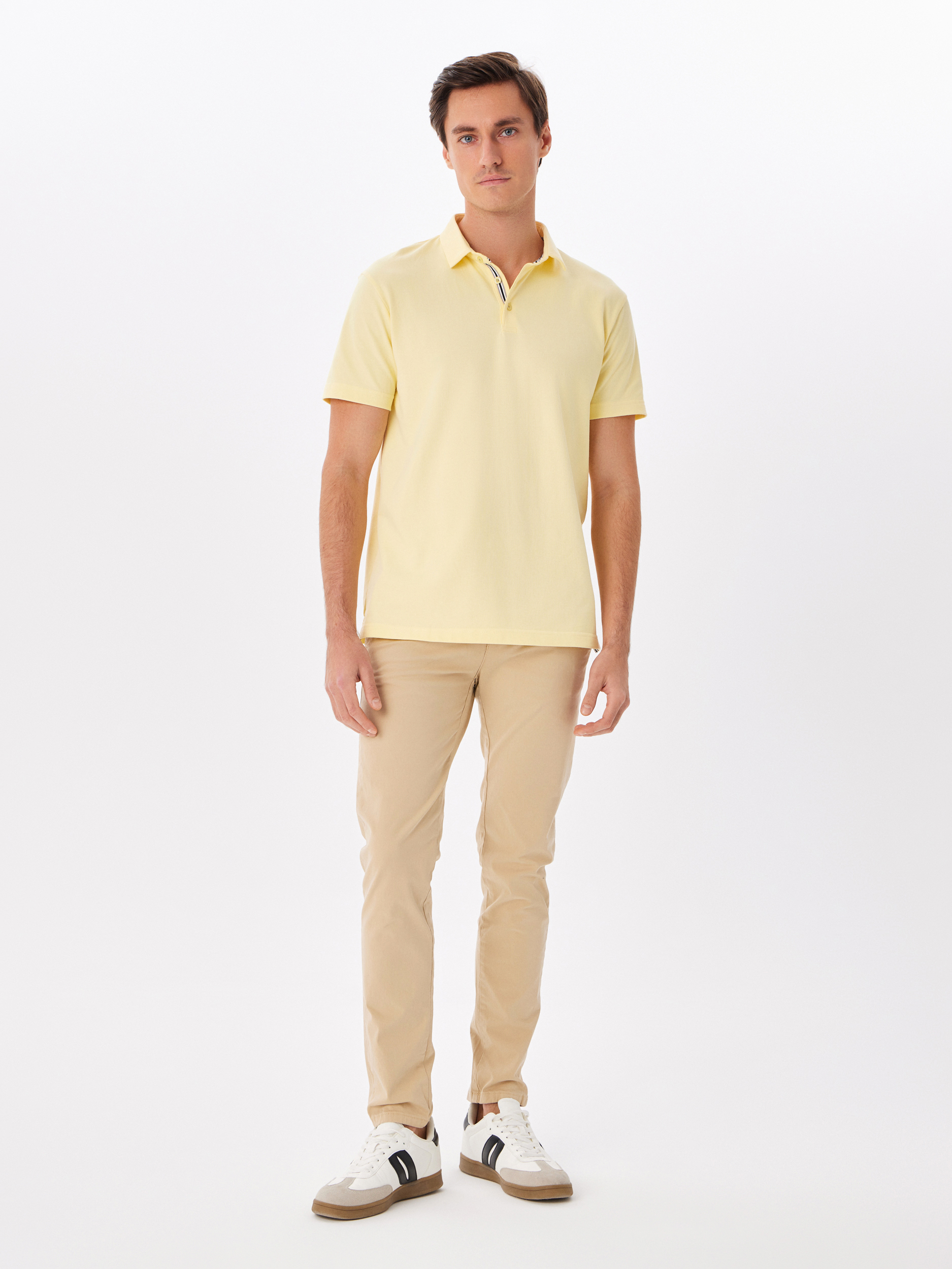 G144-PO124T-SA0048 (лимон) Джемпер мужской с воротником поло короткий рукав