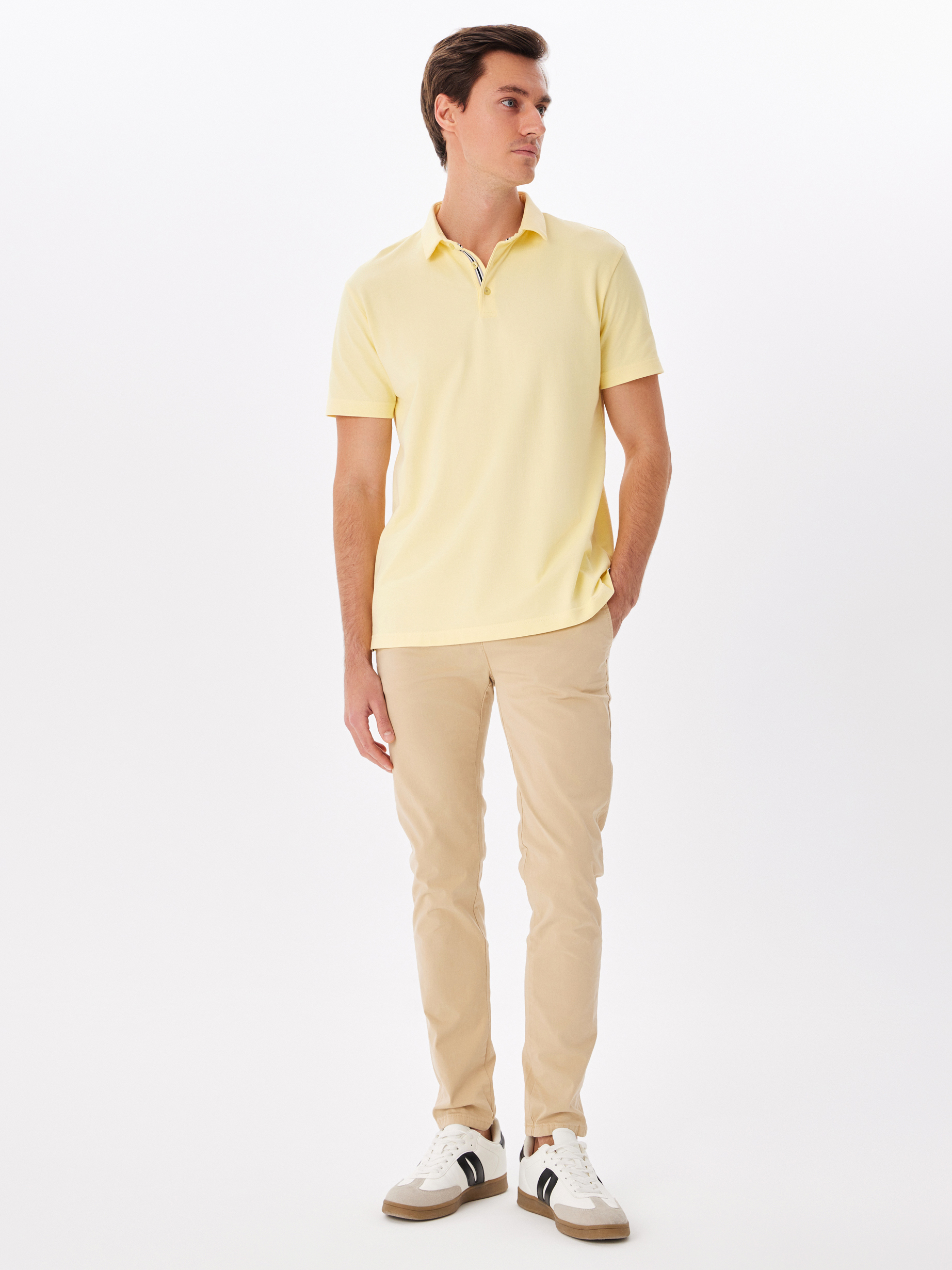 G144-PO124T-SA0048 (лимон) Джемпер мужской с воротником поло короткий рукав