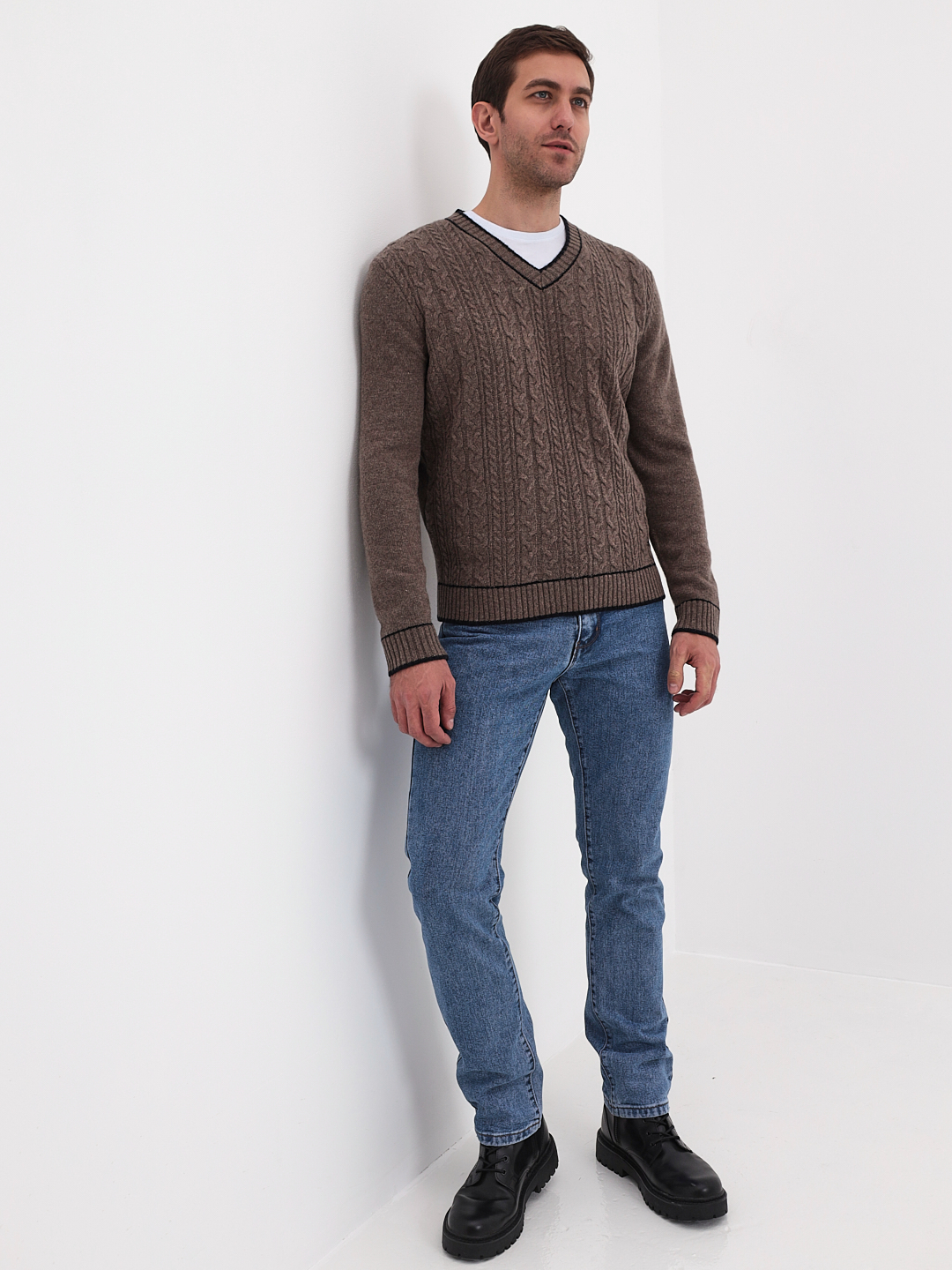 G124-07-косы (кофе) Джемпер мужской