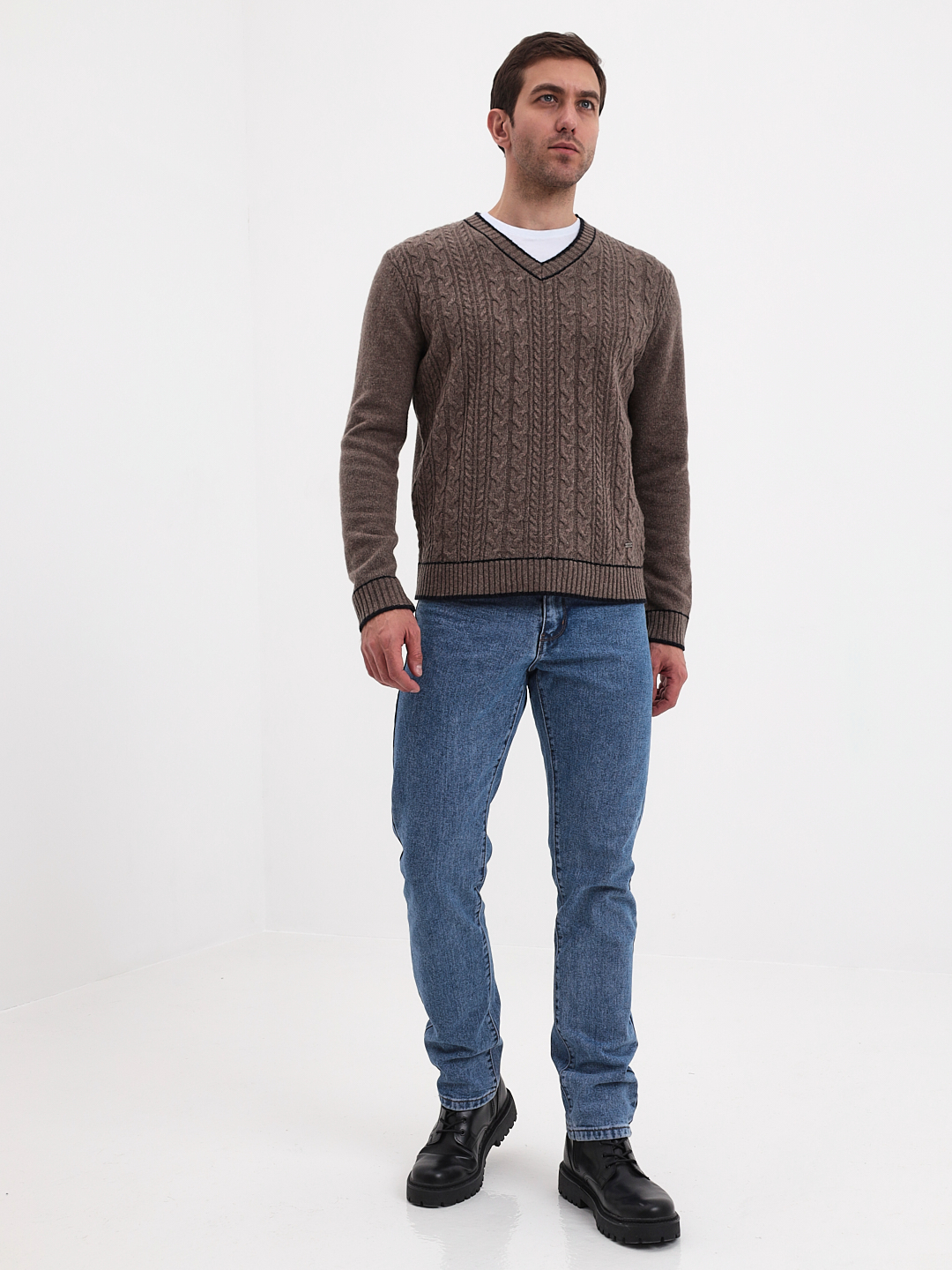 G124-07-косы (кофе) Джемпер мужской