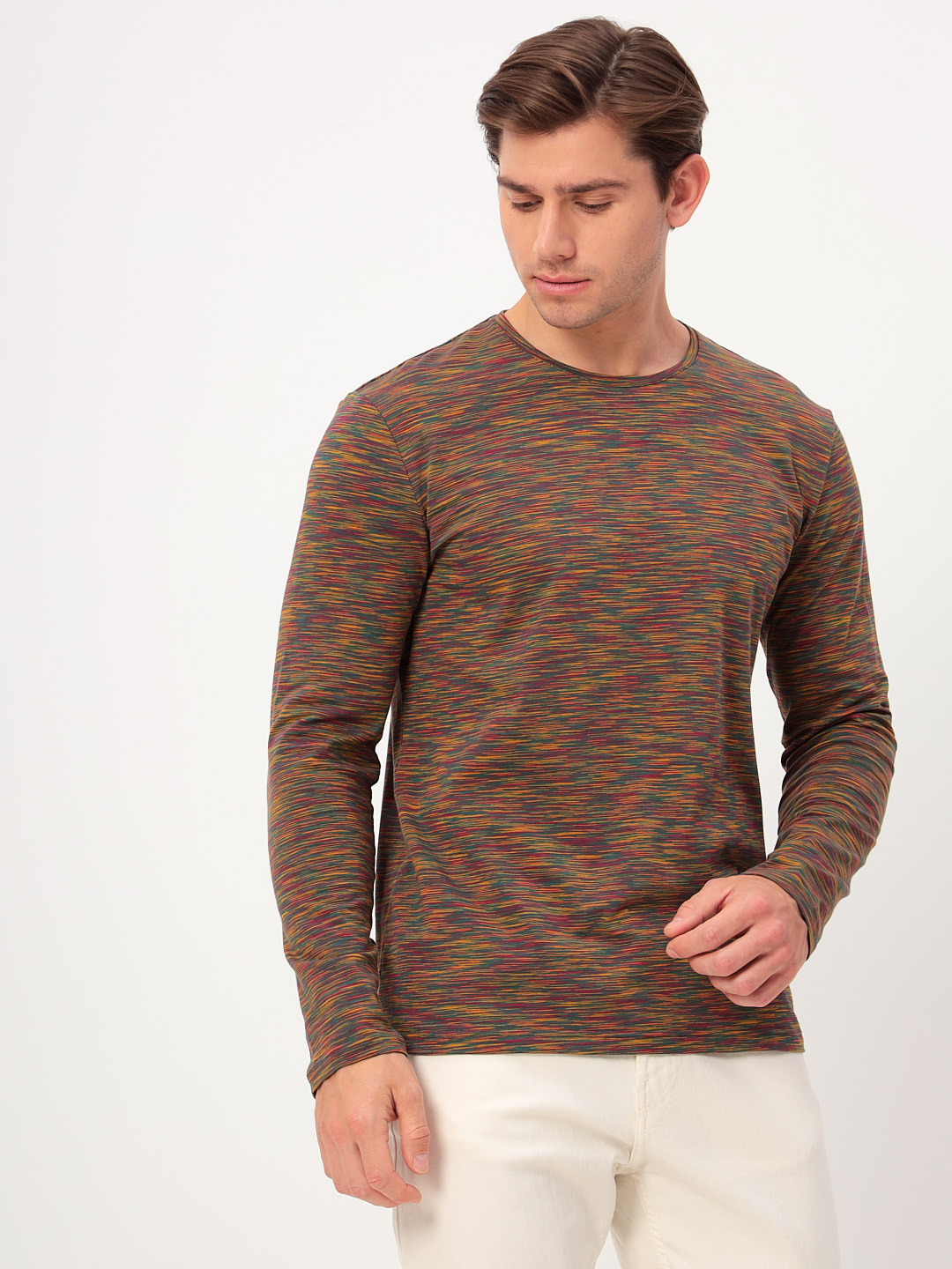 G165-KM-OR1059 (бордо) Футболка мужская длинный рукав