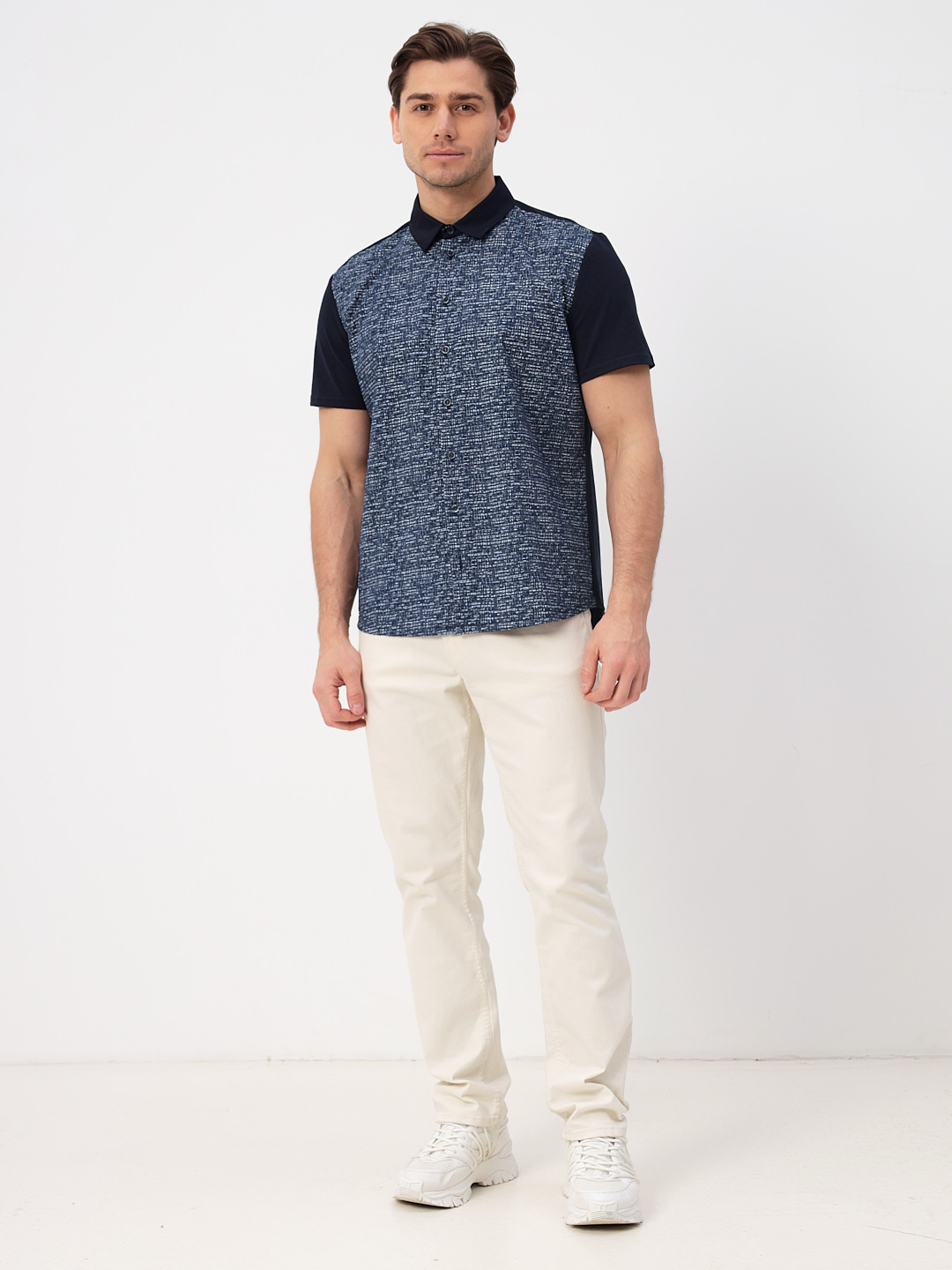 G143-KD1467T-SNM30217 (синий) Батник мужской трикотажный короткий рукав