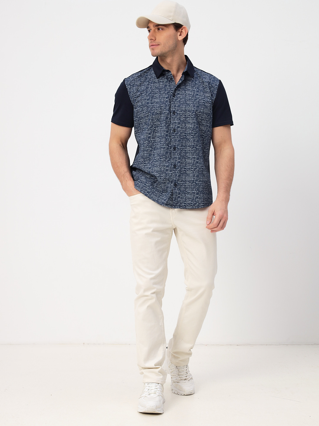 G143-KD1467T-SNM30217 (синий) Батник мужской трикотажный короткий рукав