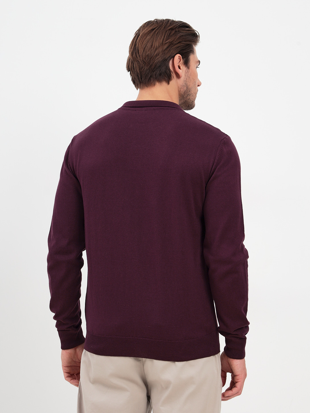 G128-AC470 (бордо) Джемпер мужской с воротником поло