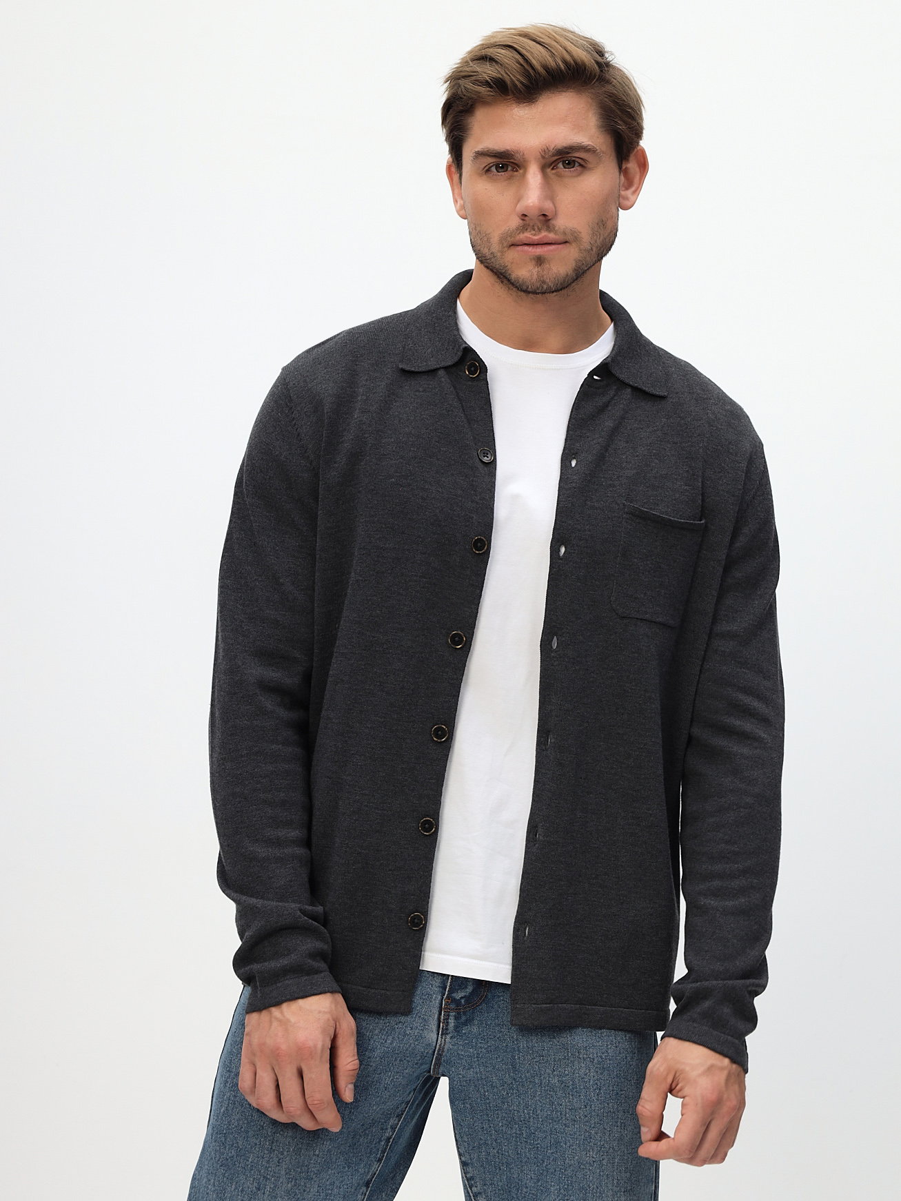 G148-TB (графит) Кардиган мужской