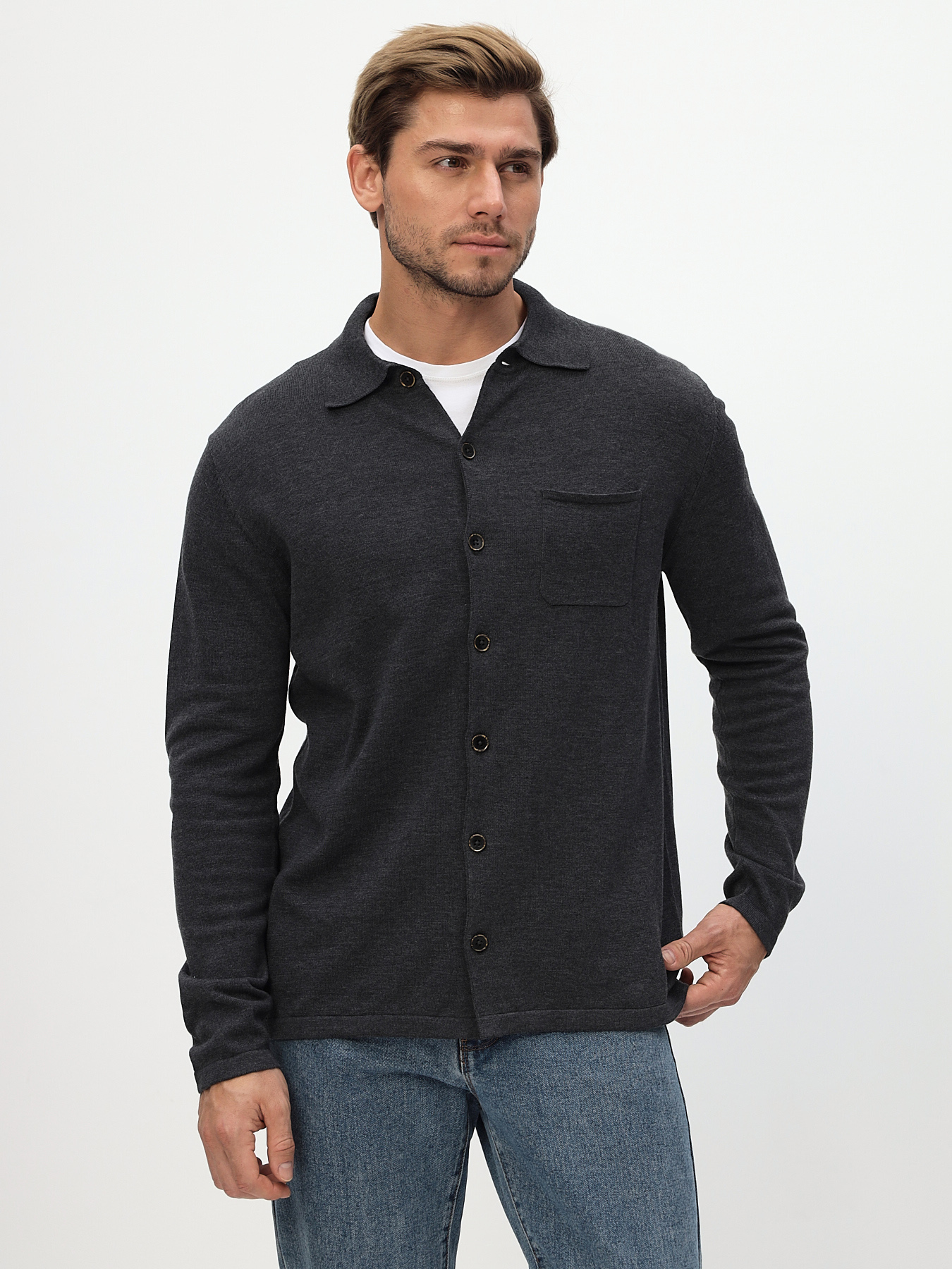 G148-TB (графит) Кардиган мужской