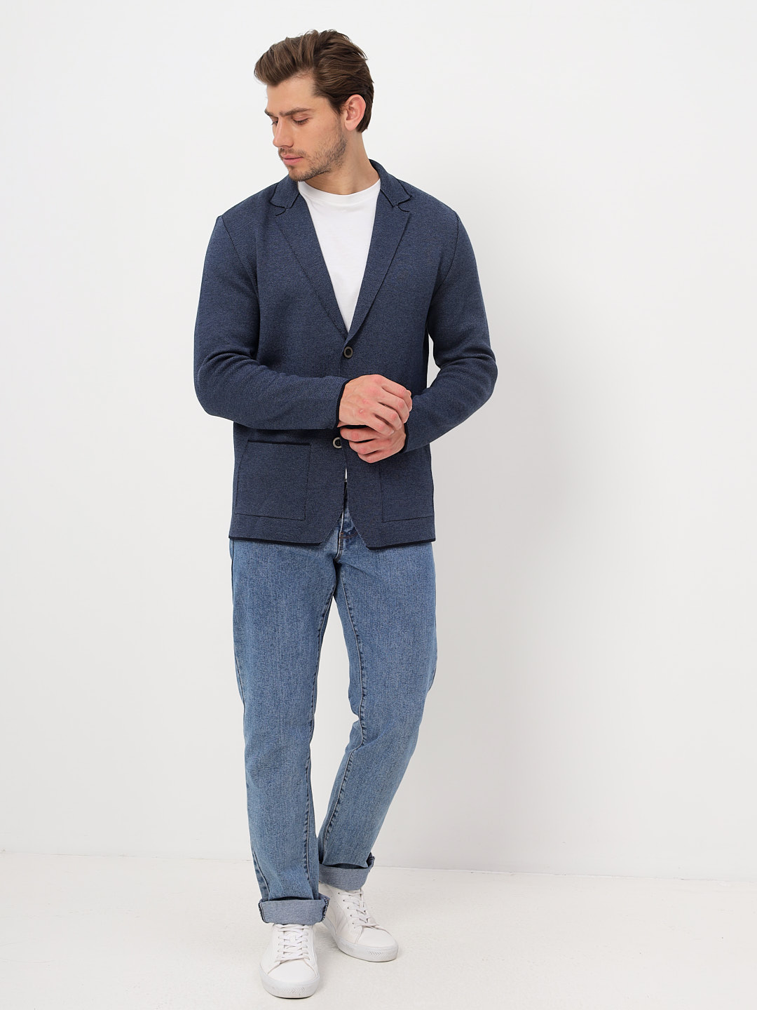 G136-KF-жаккард (деним590/345) Кардиган мужской