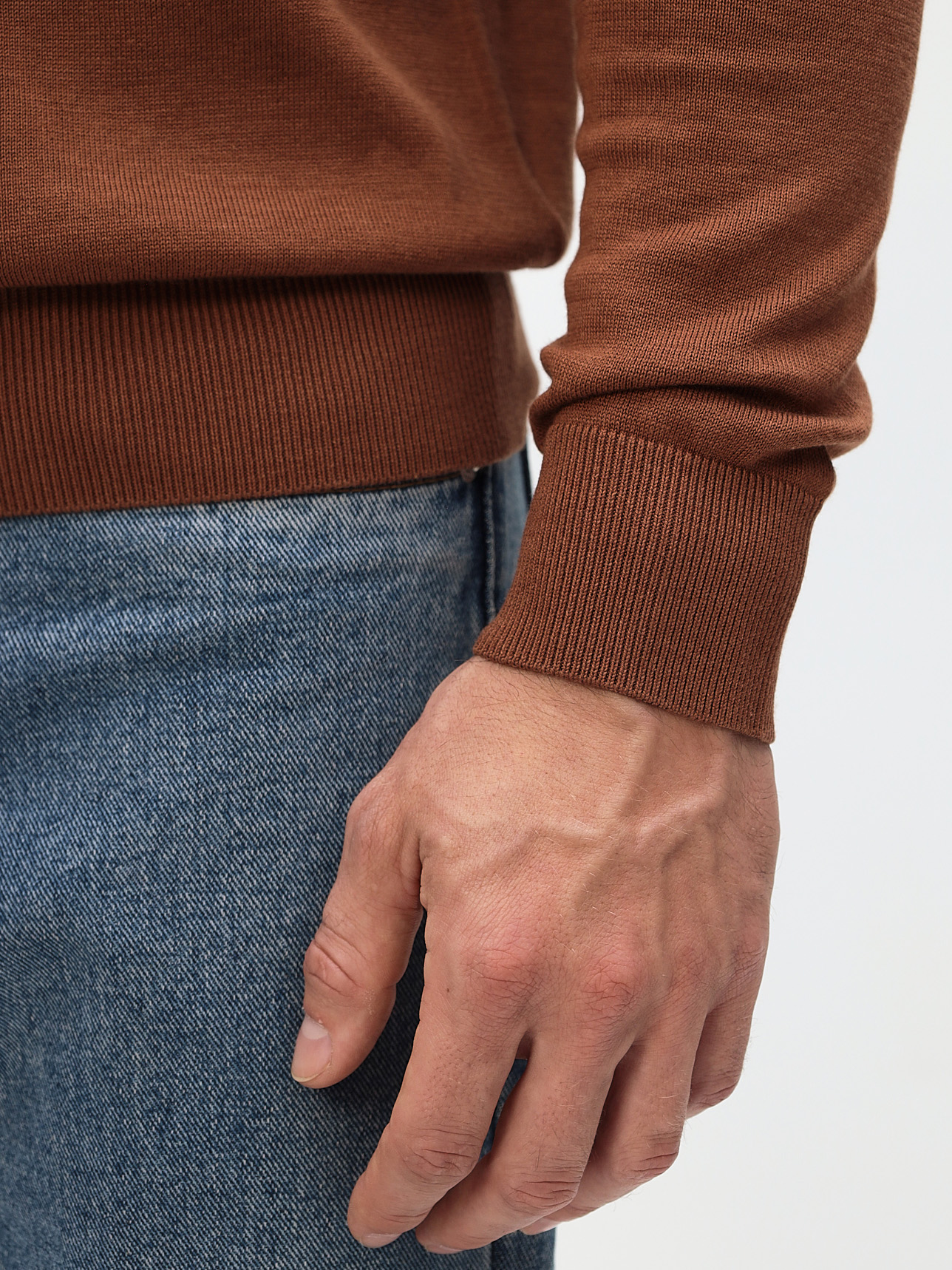 G128-CT55 (терракот) Джемпер мужской с воротником поло