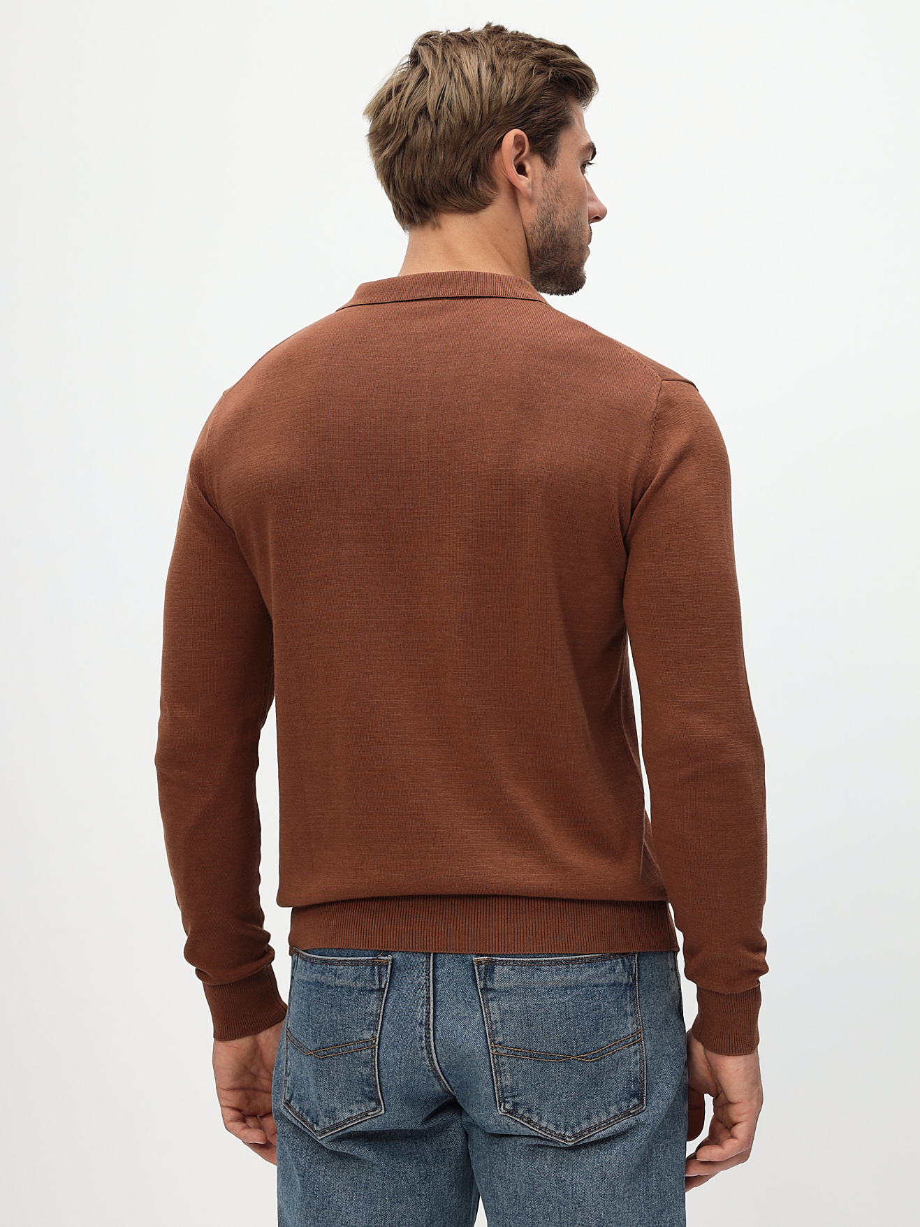 G128-CT55 (терракот) Джемпер мужской с воротником поло