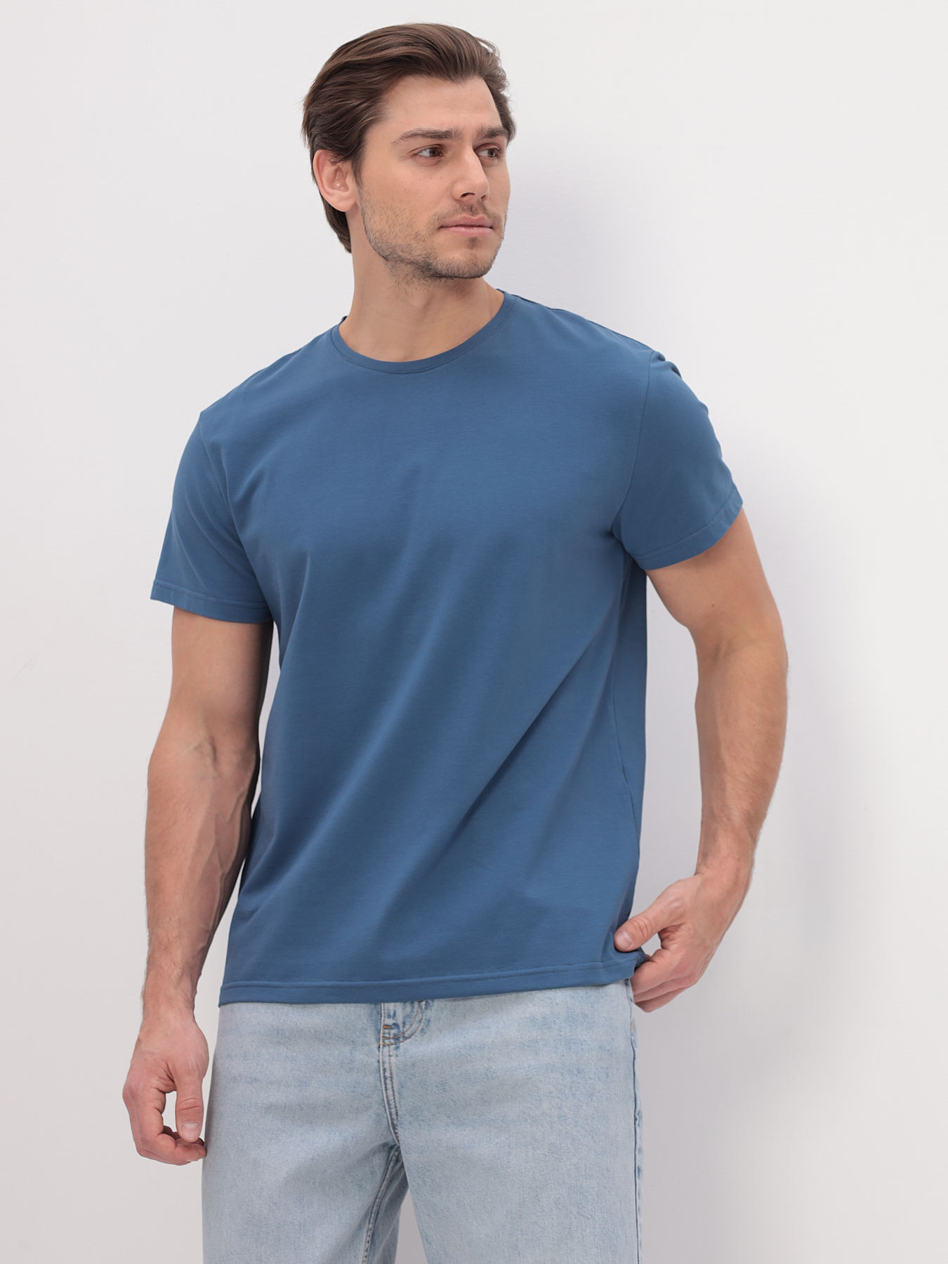 G145-KO-SA-S5121 (т.джинс) Футболка мужская короткий рукав