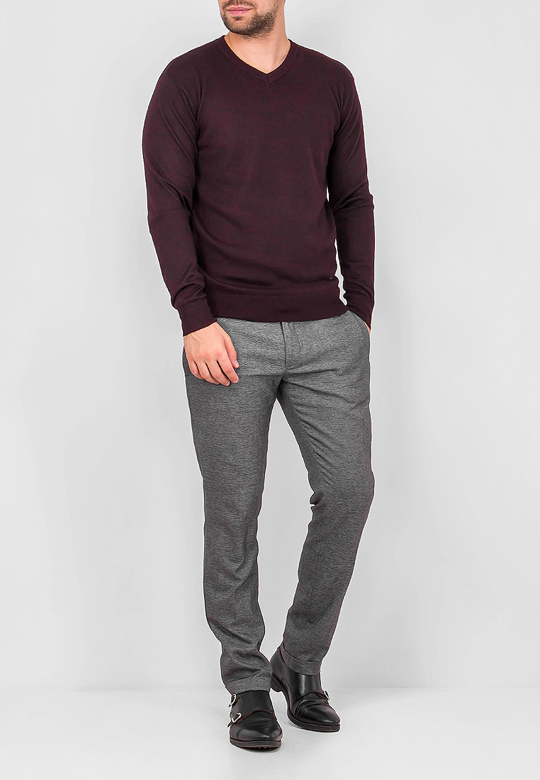 G124-DA49 бордо/черный Джемпер мужской