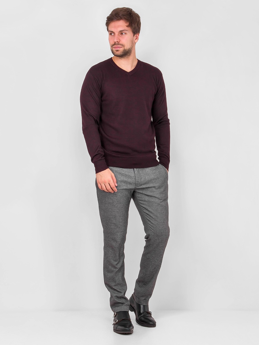 G124-DA49 бордо/черный Джемпер мужской