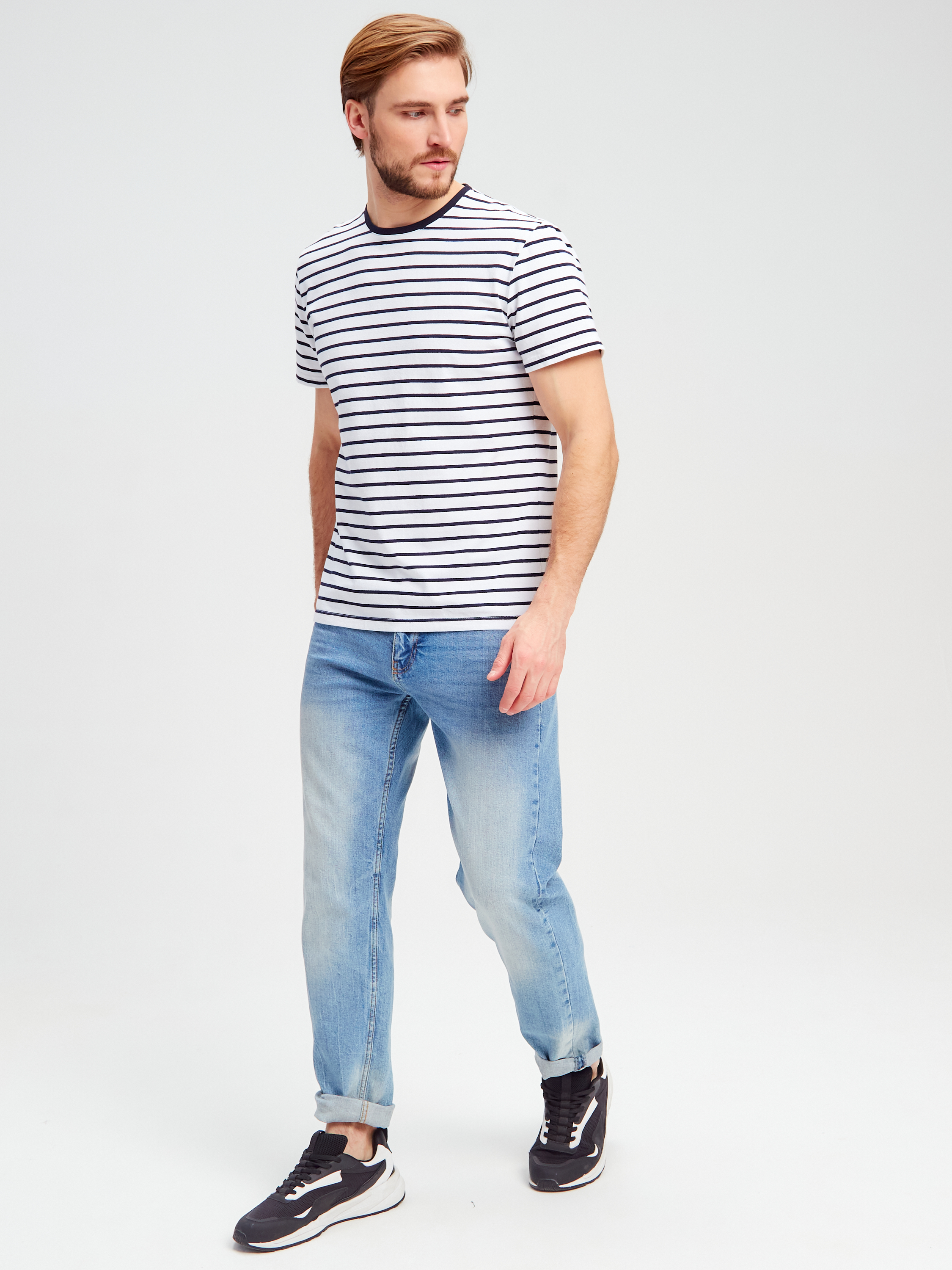 G145-KD14T-UT20 (синяя полоска) Футболка мужская короткий рукав