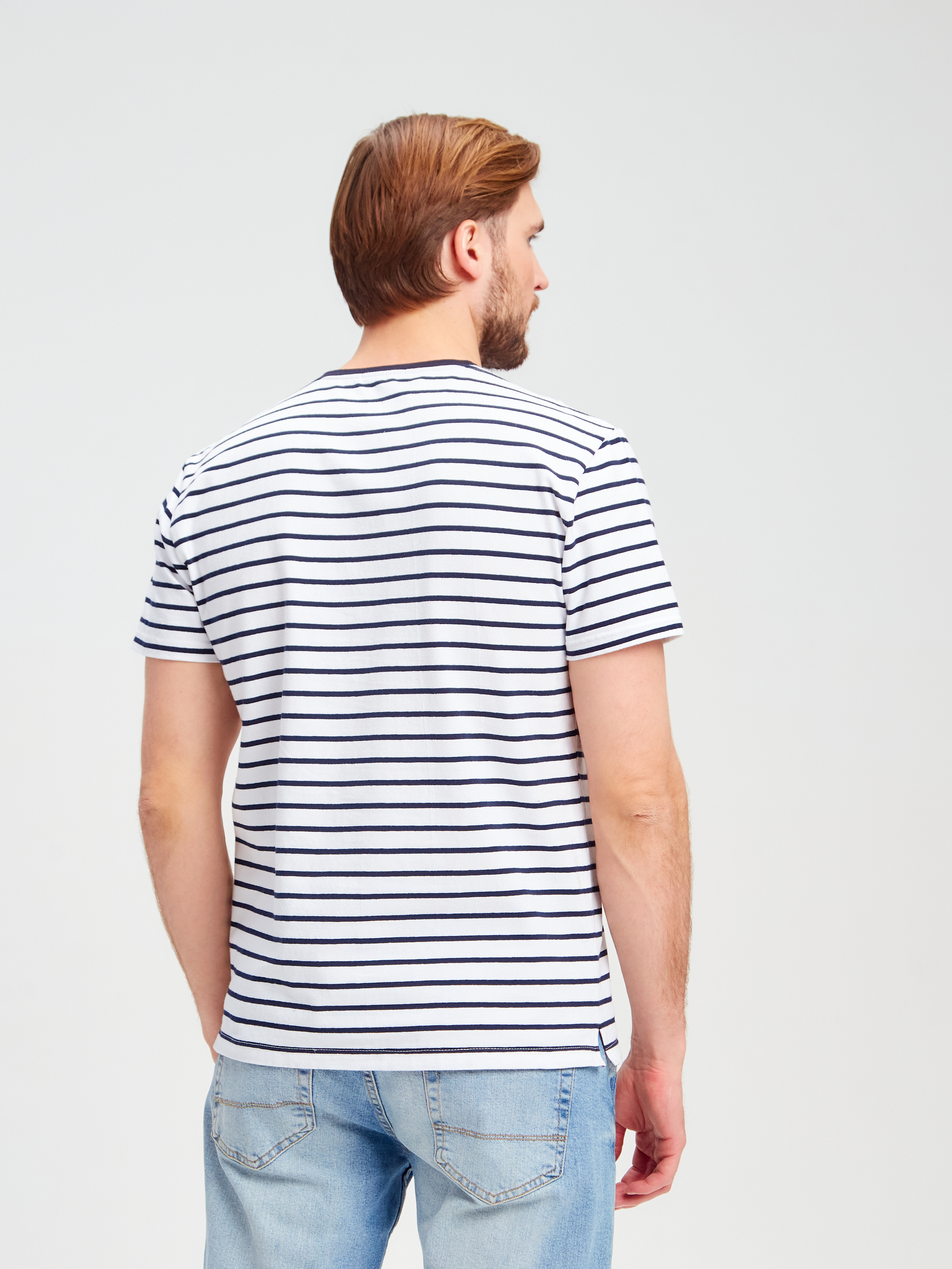 G145-KD14T-UT20 (синяя полоска) Футболка мужская короткий рукав