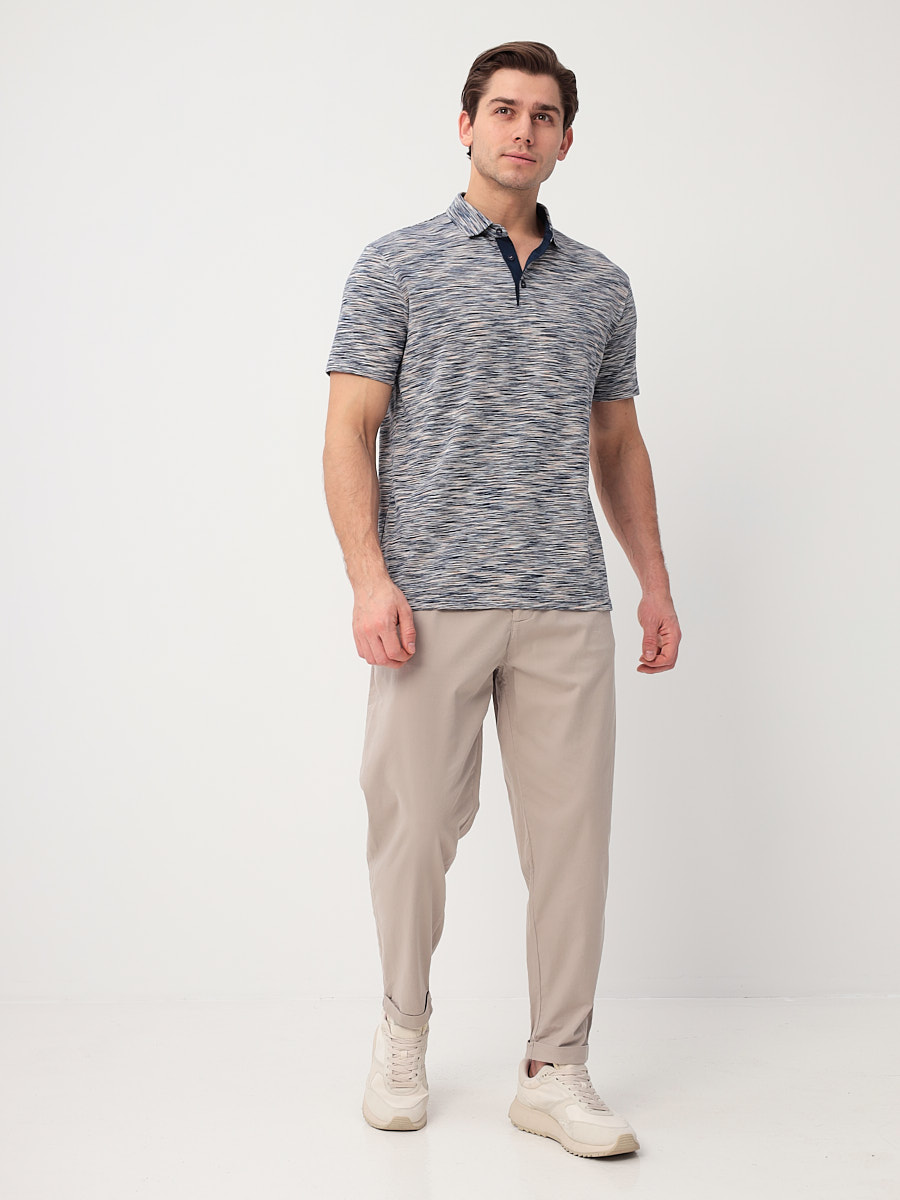 G144-KM1246-OR1048 (бежевый) Джемпер мужской с воротником поло короткий рукав