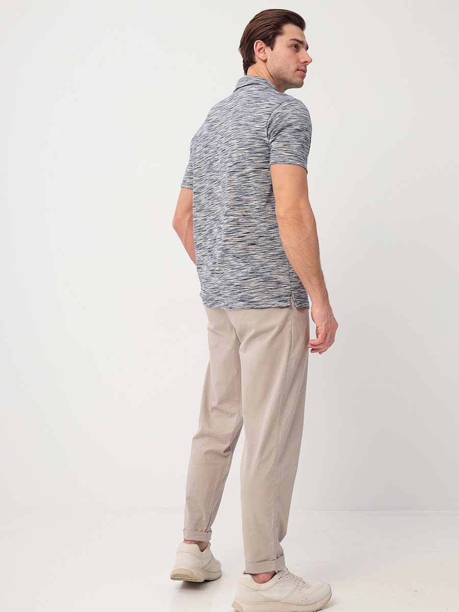 G144-KM1246-OR1048 (бежевый) Джемпер мужской с воротником поло короткий рукав