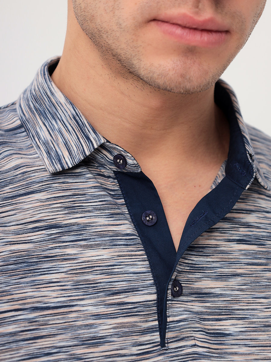 G144-KM1246-OR1048 (бежевый) Джемпер мужской с воротником поло короткий рукав