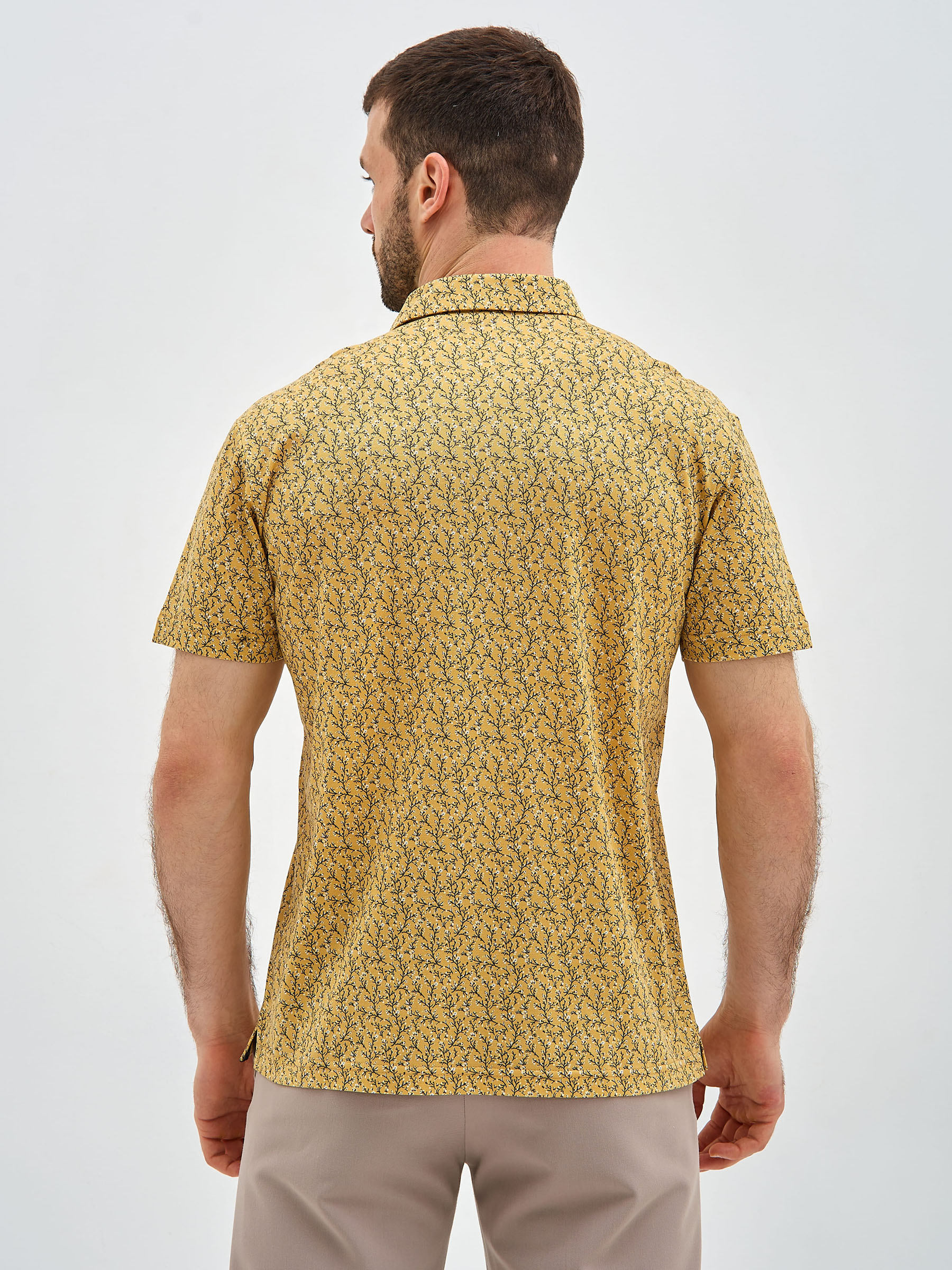 G144-PP124T-LT0010 (желтый) Джемпер мужской с воротником поло короткий рукав