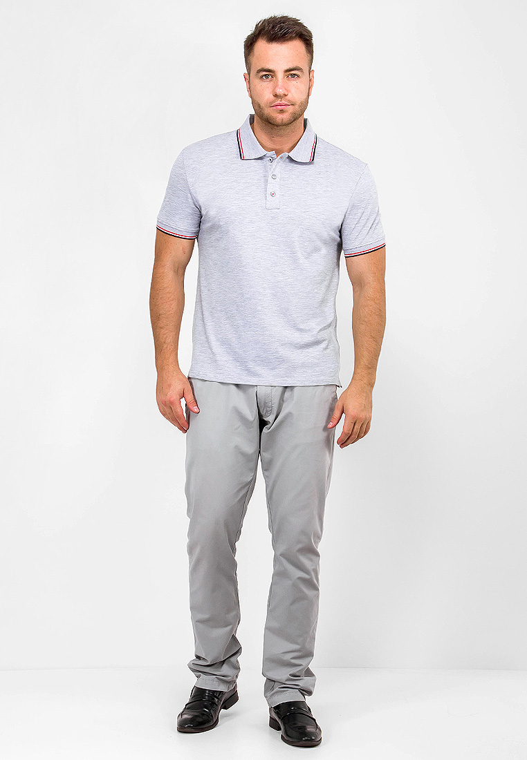 G144-TS-57 (м.серый) Джемпер мужской с воротником поло короткий рукав