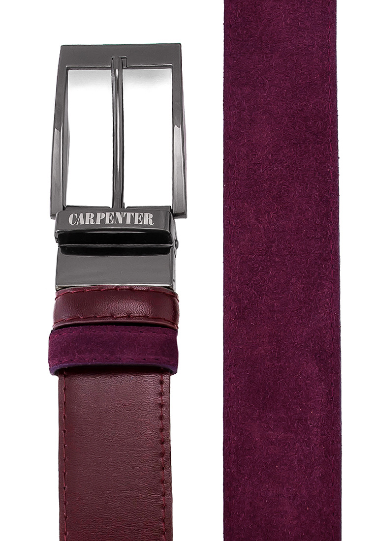 Cr46-1 замша/кожа двустор.бордо Ремень кожаный мужской