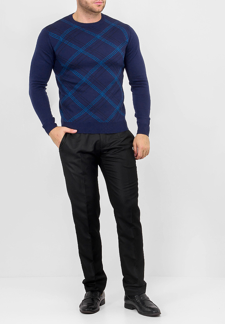 G121-12-клетка (синий/голубой) Джемпер мужской