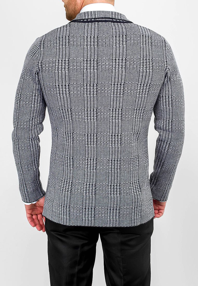 G136-KF-клетка (синий/белый) Кардиган мужской
