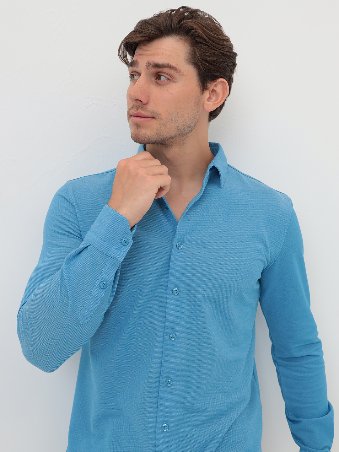 G143-ML (лазурь) Батник мужской трикотажный