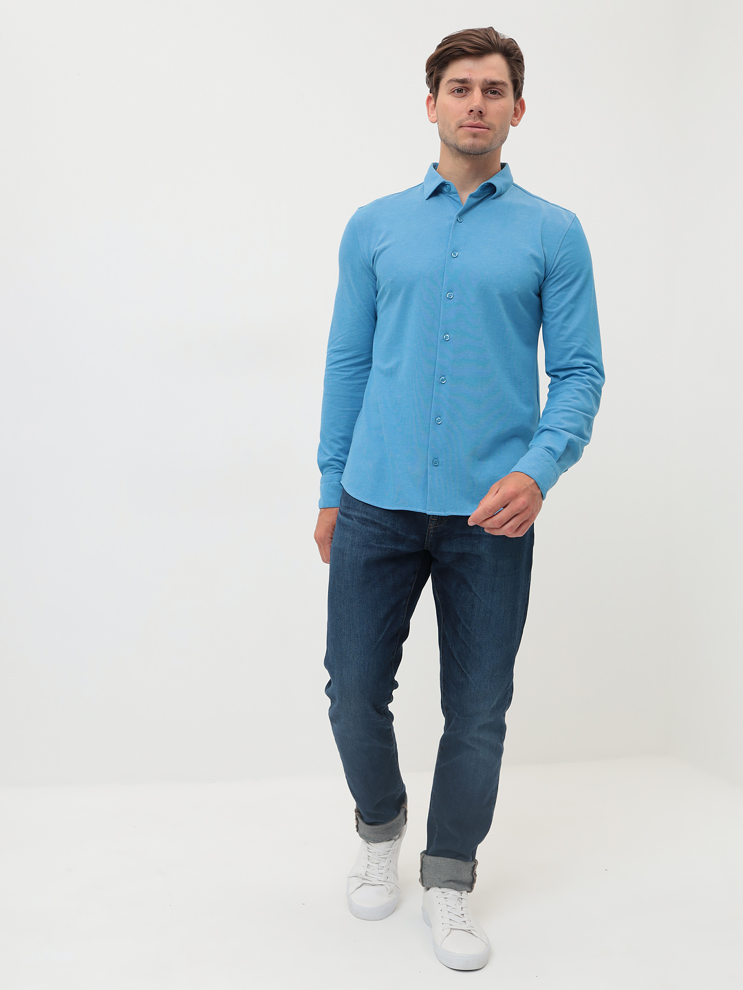 G143-ML (лазурь) Батник мужской трикотажный