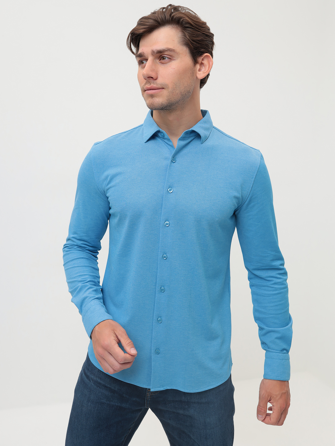 G143-ML (лазурь) Батник мужской трикотажный