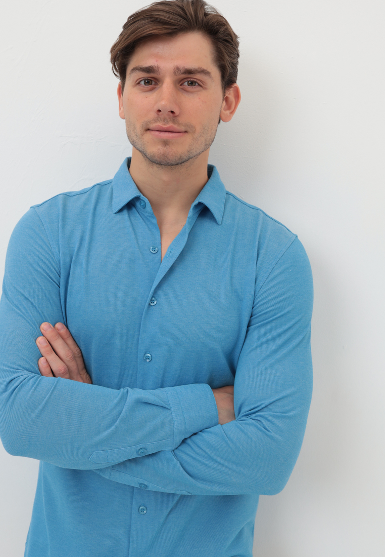 G143-ML (лазурь) Батник мужской трикотажный