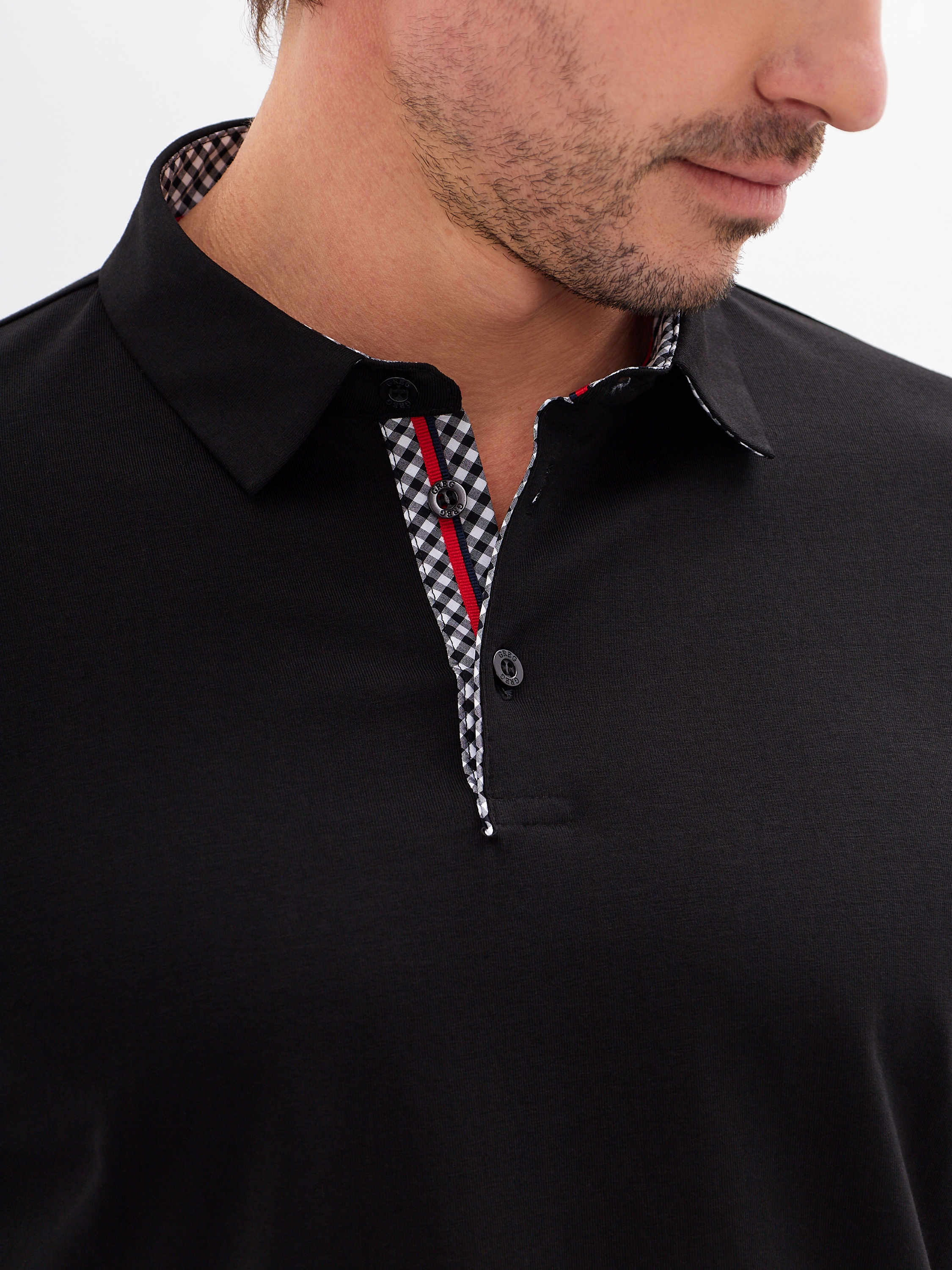 G144-KO-HJ-90023-1246T (черный) Джемпер мужской с воротником поло короткий рукав