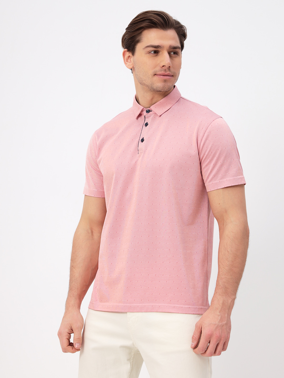 G144-PD124T-LT1001 (красный) Джемпер мужской с воротником поло короткий рукав