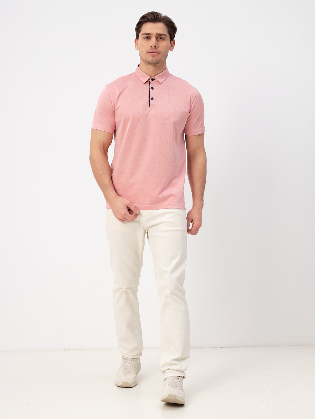 G144-PD124T-LT1001 (красный) Джемпер мужской с воротником поло короткий рукав